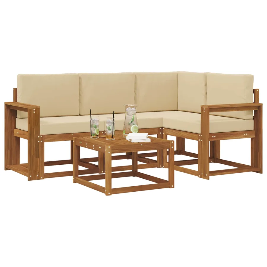 Ensemble de canapés d'extérieur 5 pcs Naturel et Beige - 3