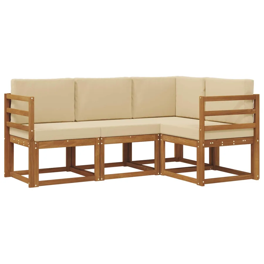 Ensemble de canapés d'extérieur 4 pcs Naturel et Beige - 2