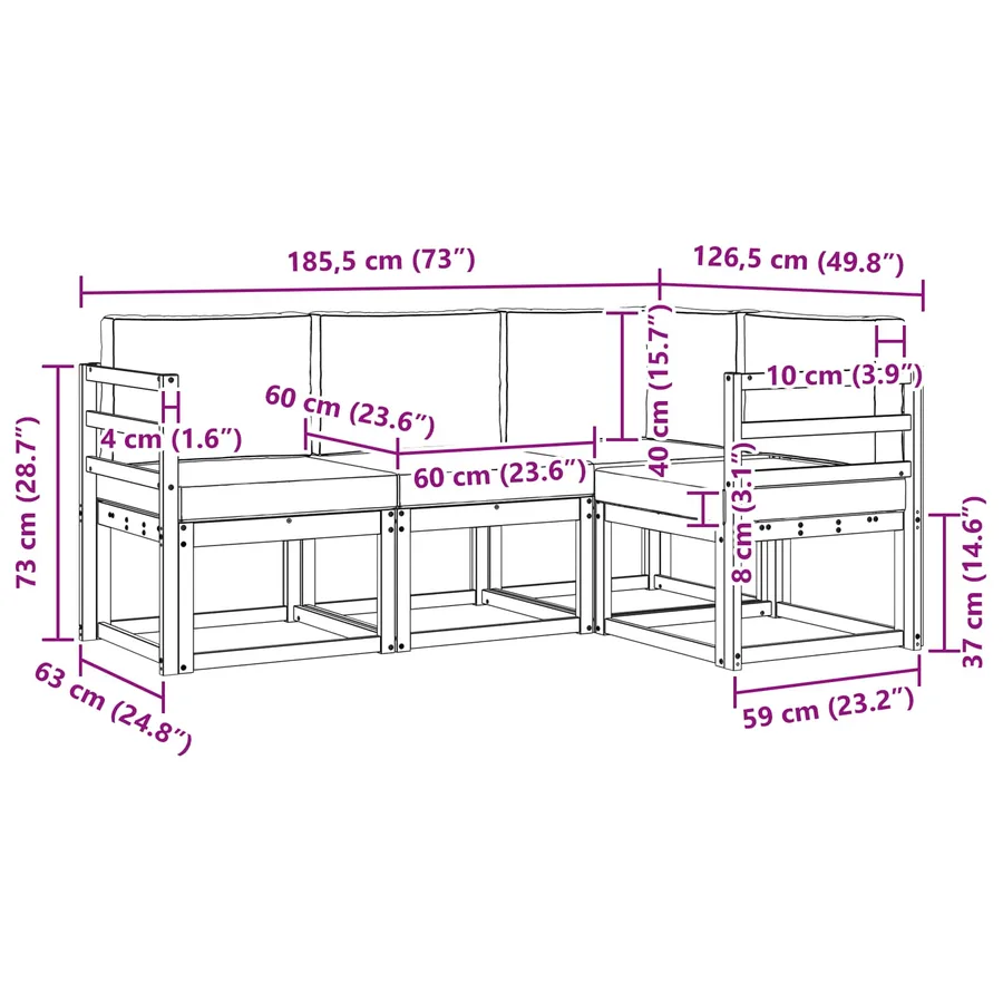 Ensemble de canapés d'extérieur 4 pcs Naturel et Beige - 8