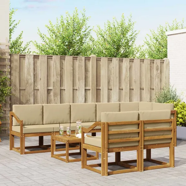 Ensemble de canapés d'extérieur 9 pcs Naturel et Beige
