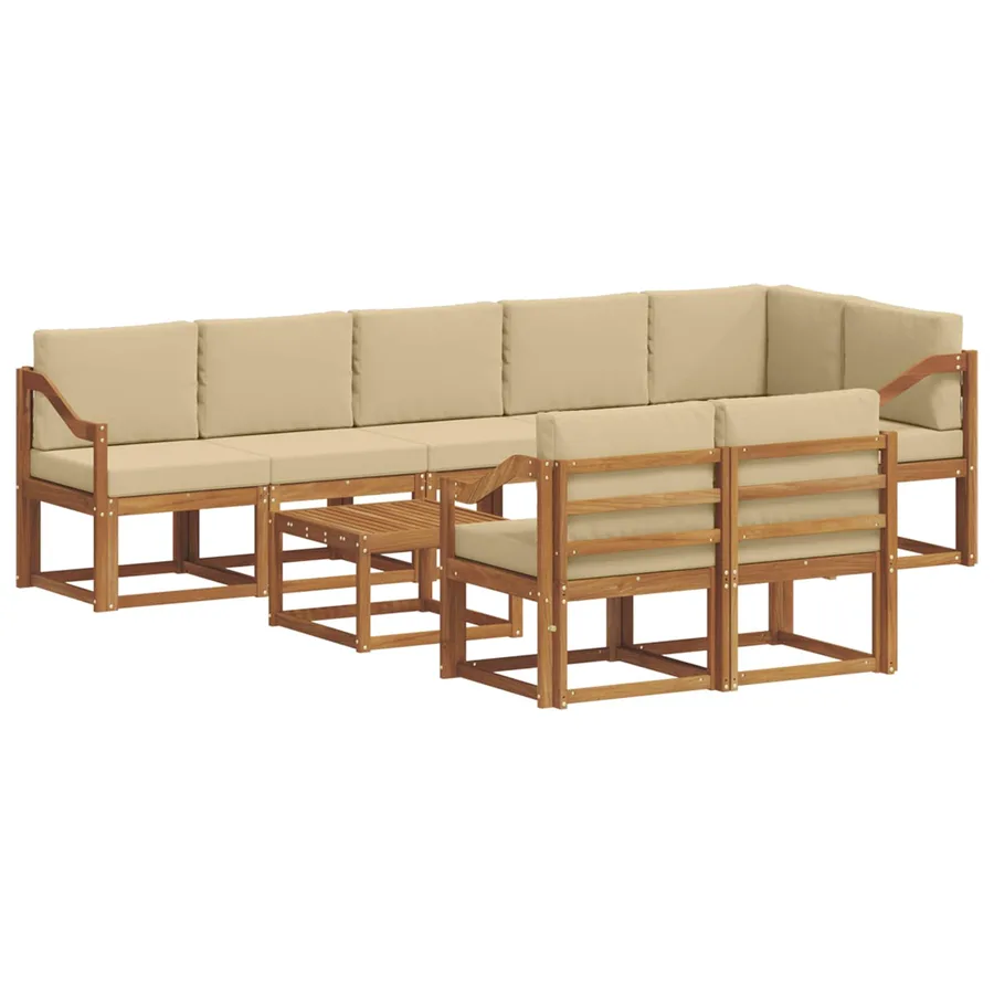 Ensemble de canapés d'extérieur 9 pcs Naturel et Beige - 2