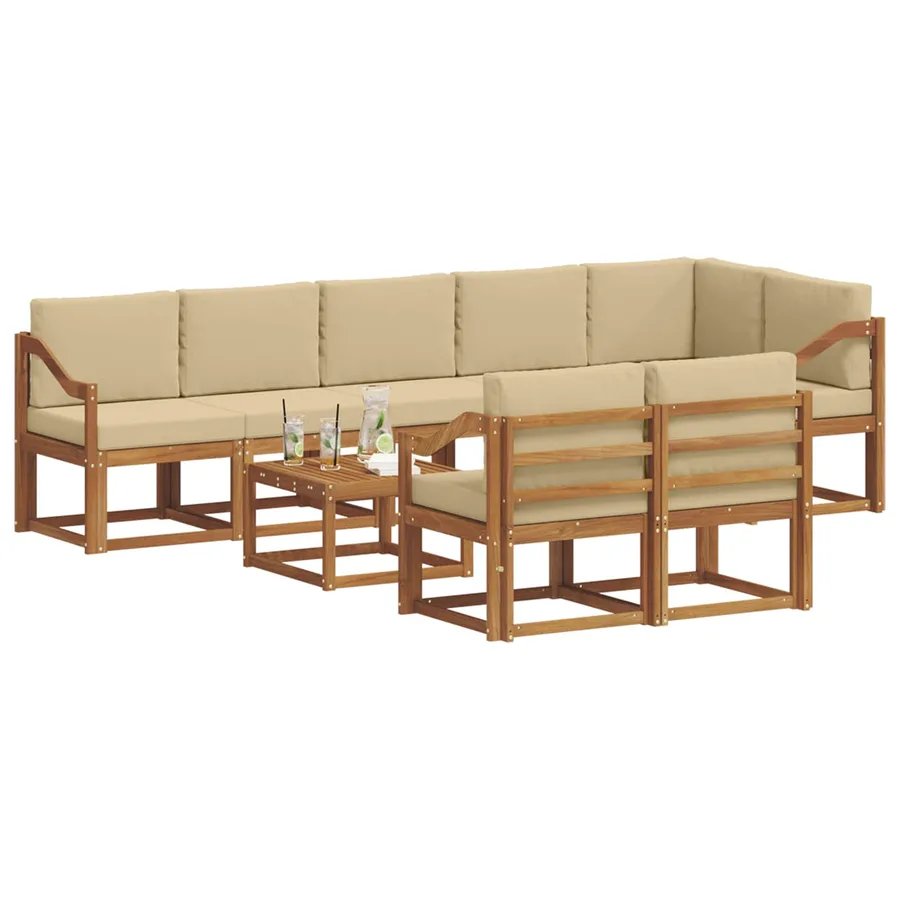 Ensemble de canapés d'extérieur 9 pcs Naturel et Beige - 3