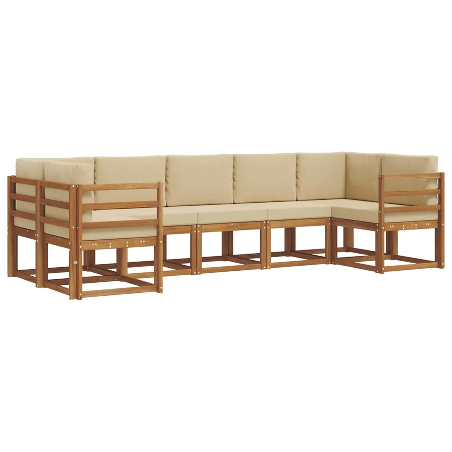 Ensemble de canapés d'extérieur 7 pc Naturel et Beige - 2