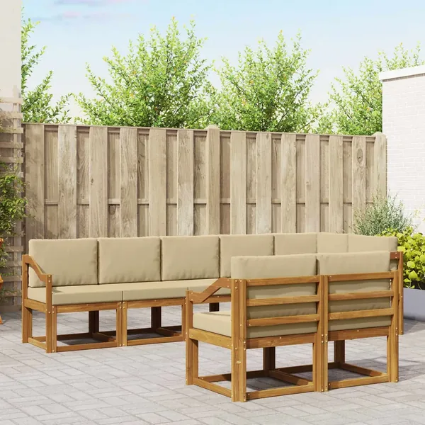 Ensemble de canapés d'extérieur 8 pcs Naturel et Beige
