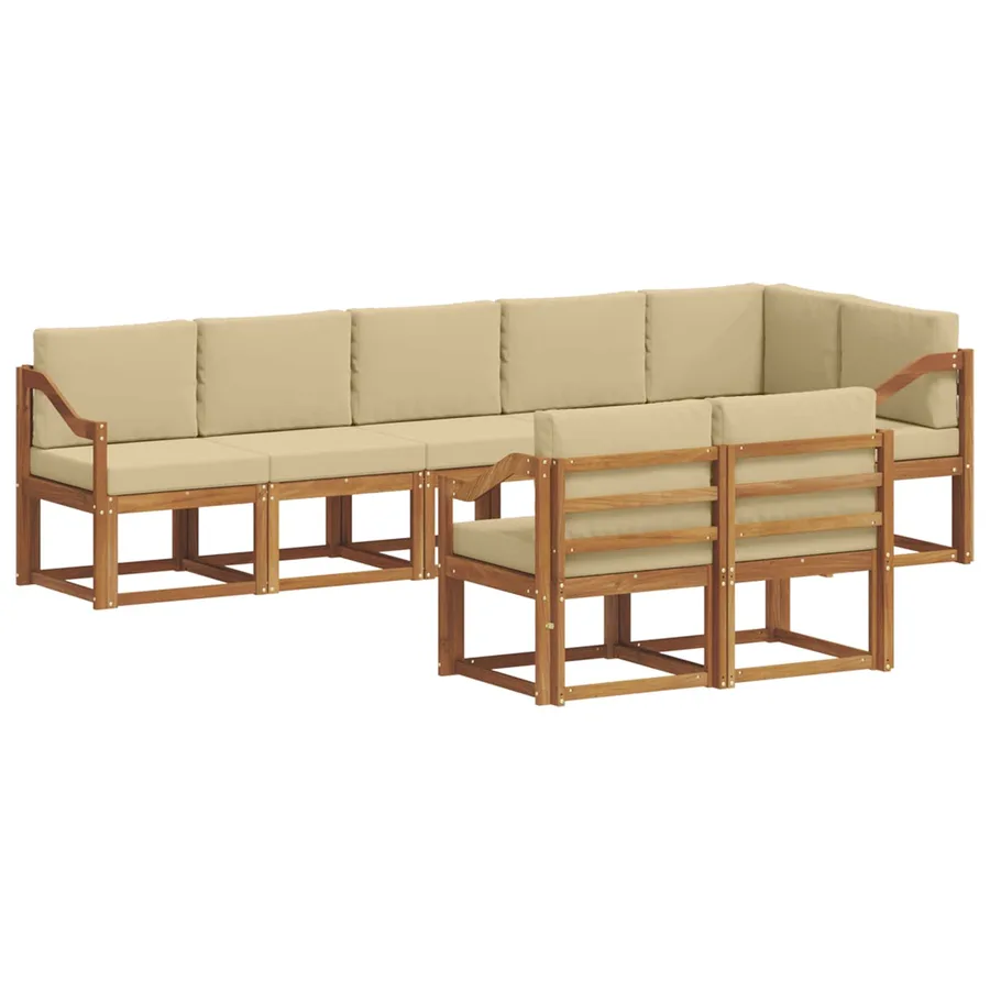 Ensemble de canapés d'extérieur 8 pcs Naturel et Beige - 2