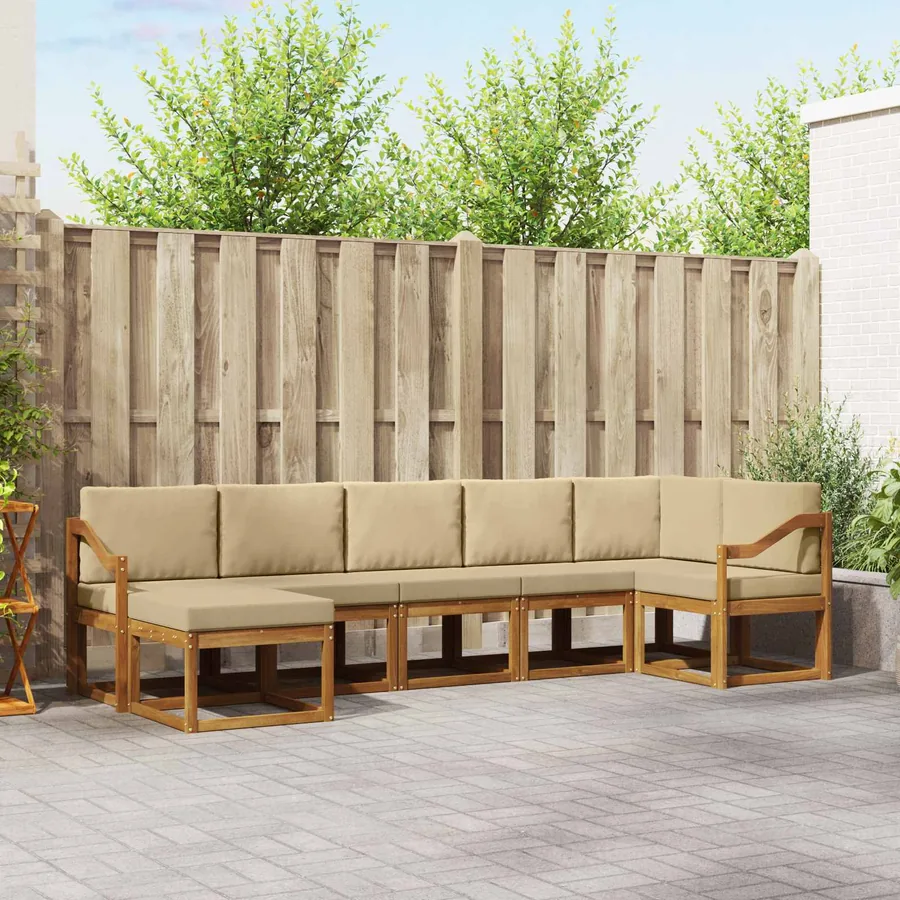 Ensemble de canapés d'extérieur 7 pcs Naturel et Beige