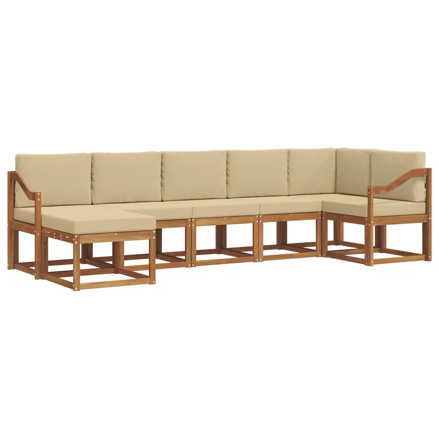 Ensemble de canapés d'extérieur 7 pcs Naturel et Beige - 2