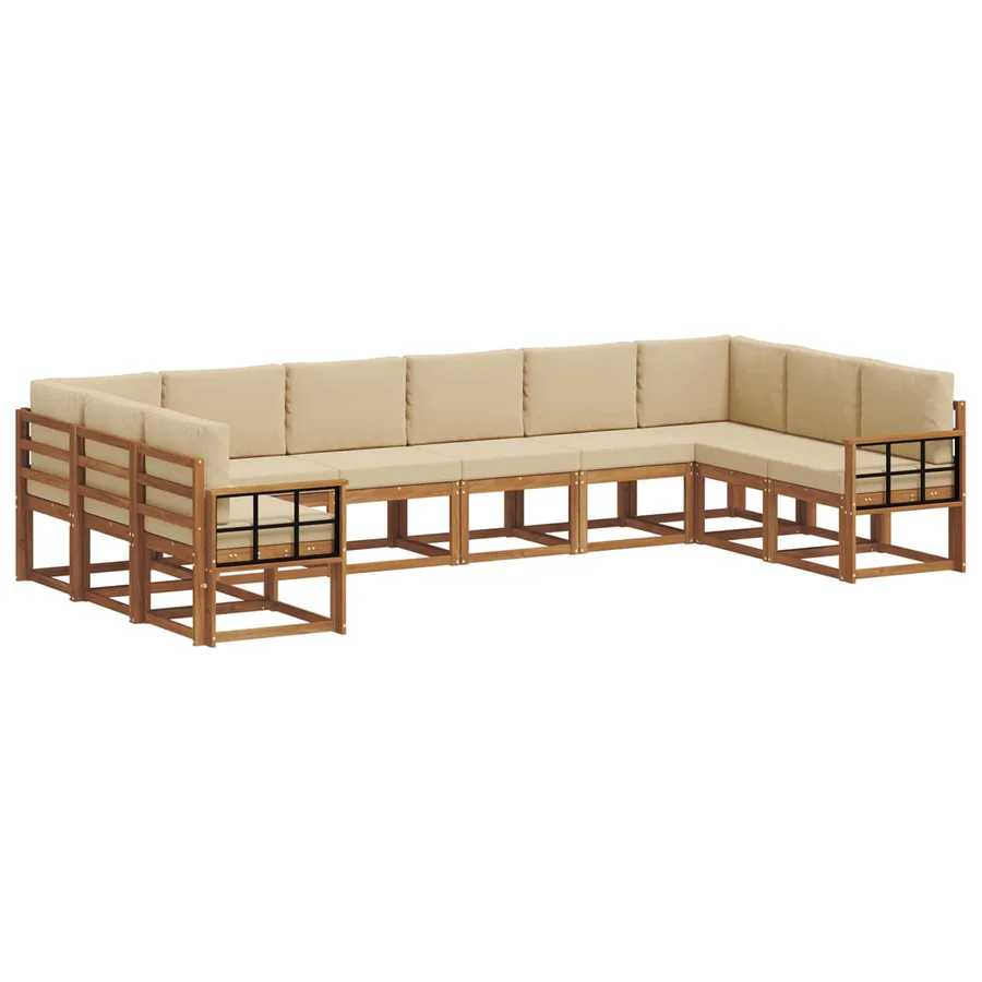 Ensemble de canapés d'extérieur 10 pcs Naturel et Beige - 2