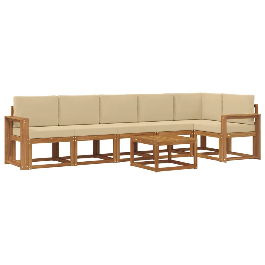Ensemble de canapés d'extérieur 7 pcs Naturel et Beige - 2