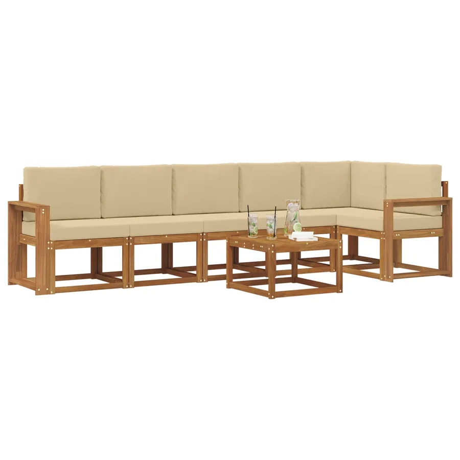 Ensemble de canapés d'extérieur 7 pcs Naturel et Beige - 3