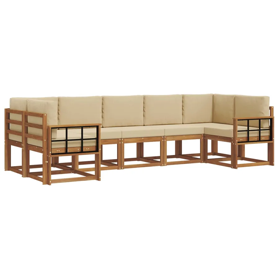 Ensemble de canapés d'extérieur 7 pc Naturel et Beige - 2