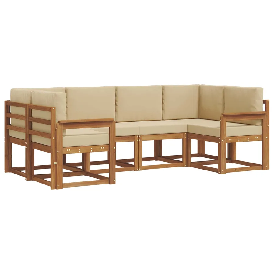 Ensemble de canapés d'extérieur 6 pcs Naturel et Beige - 2