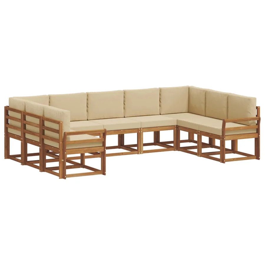 Ensemble de canapés d'extérieur 9 pcs Naturel et Beige - 2