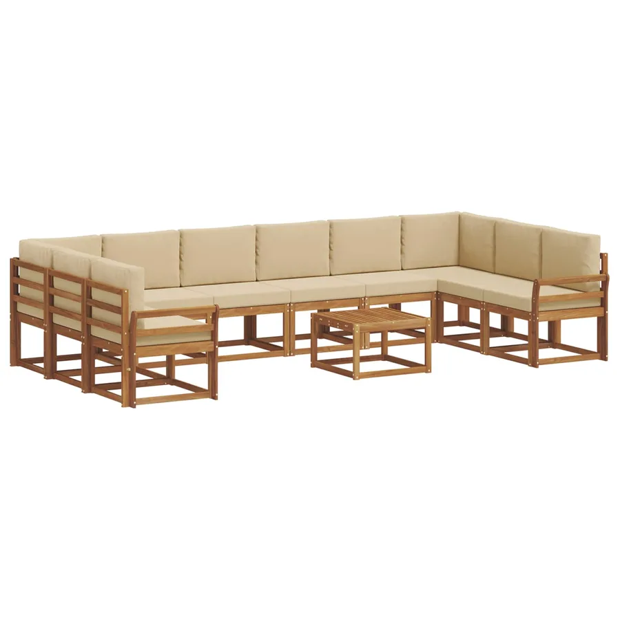 Ensemble de canapés d'extérieur 11 pcs Naturel et Beige - 2