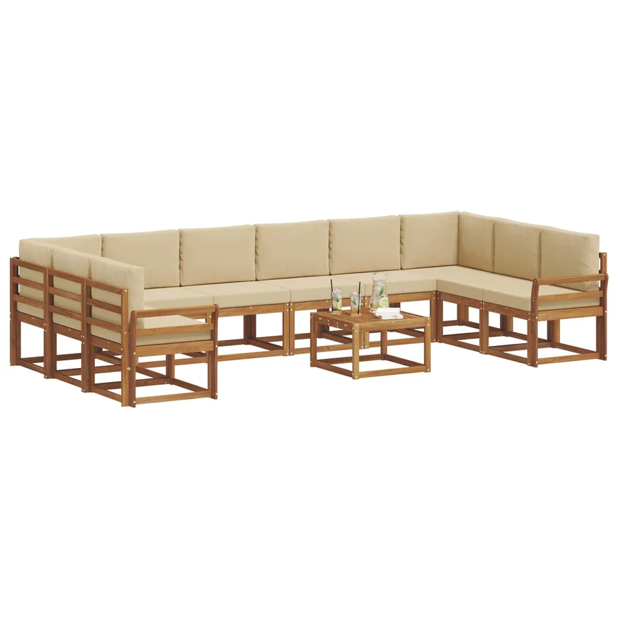 Ensemble de canapés d'extérieur 11 pcs Naturel et Beige - 3