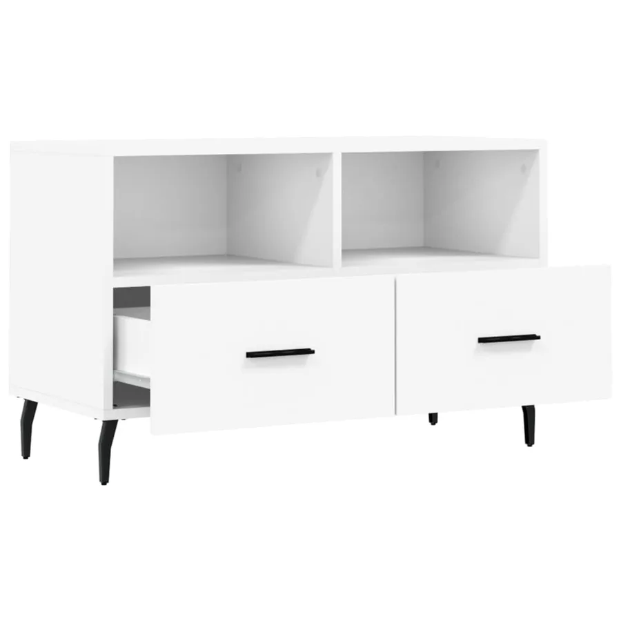 Meuble TV Blanc 80x36x50 cm Bois d'ingénierie - 6