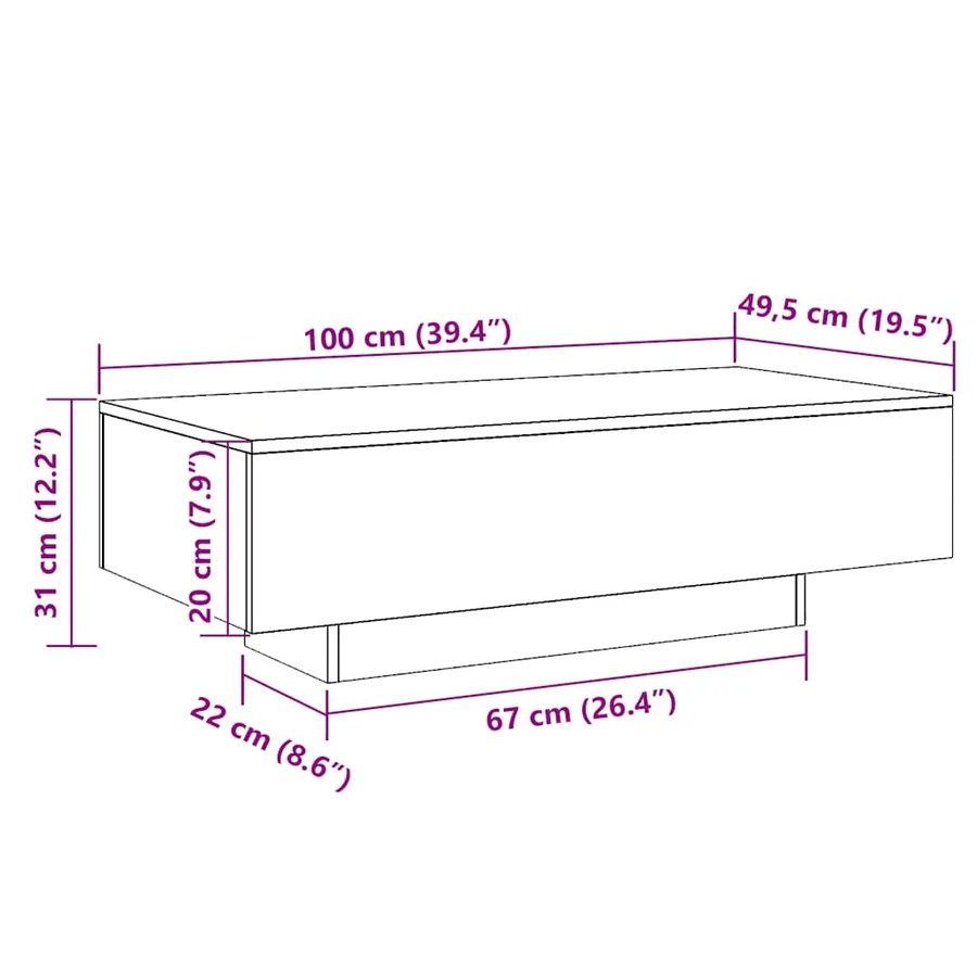 Table basse sonoma gris 100x49,5x31 cm bois d'ingénierie - 9