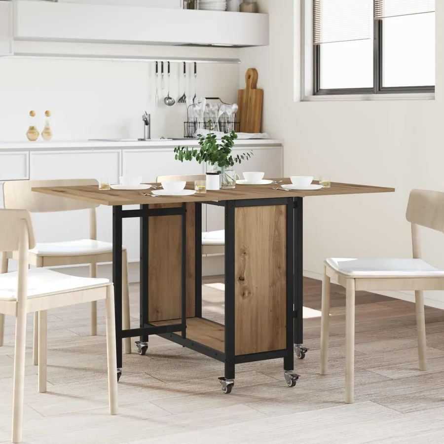 Table à manger pliante avec roulettes 130 x 80 x 76,5 cm