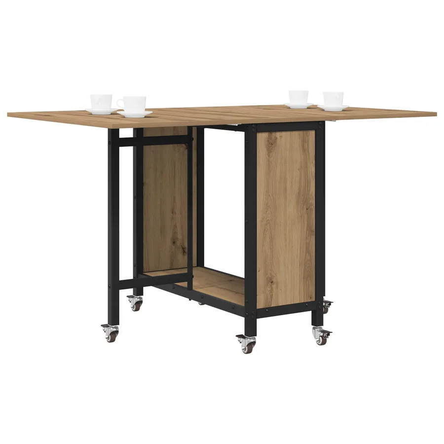 Table à manger pliante avec roulettes 130 x 80 x 76,5 cm - 3