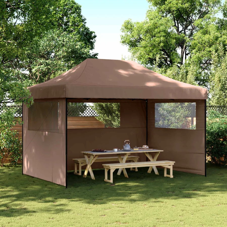 Tente de fête Marron 279 x 410 x 315 cm Tissu Oxford