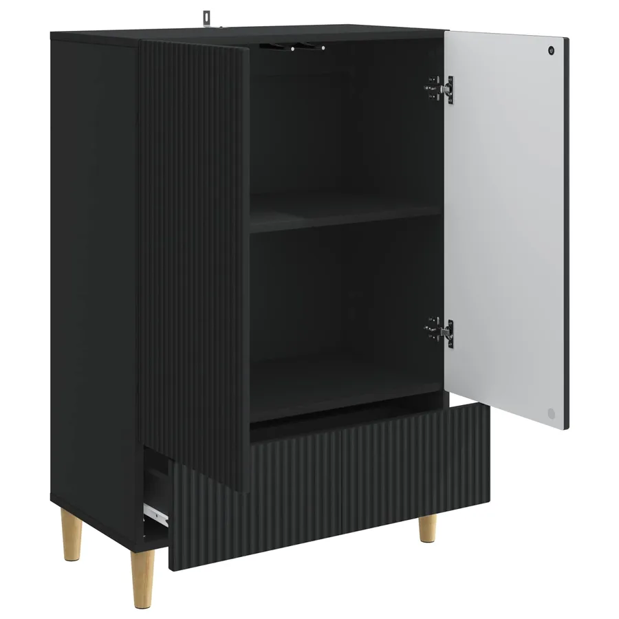 Buffet avec tiroir Noir 66 x 34,5 x 95 cm Bois d'ingénierie - 4