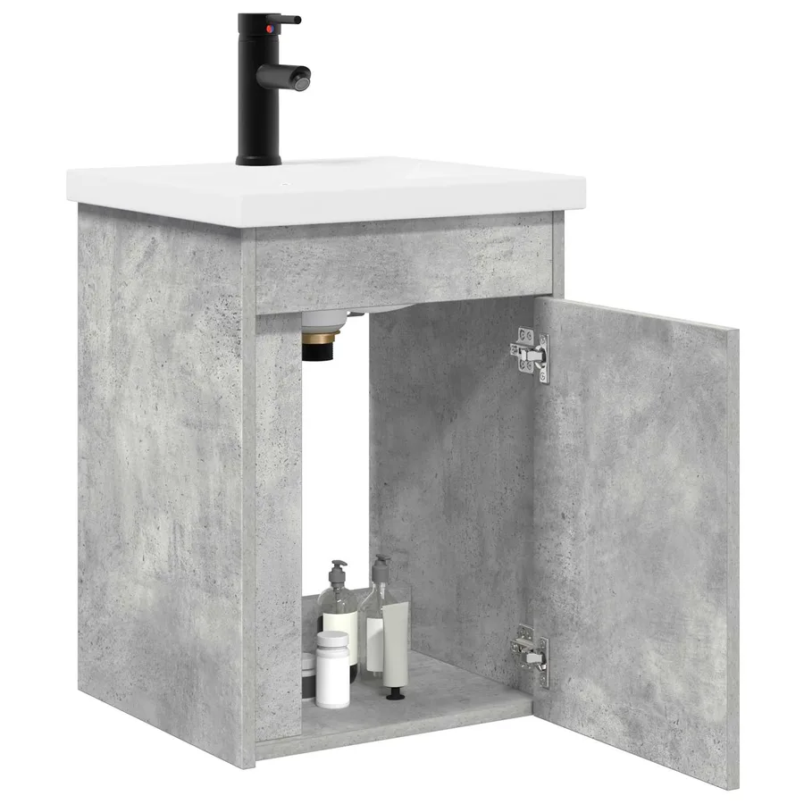 Meuble de salle de bain avec robinet Gris béton - 3