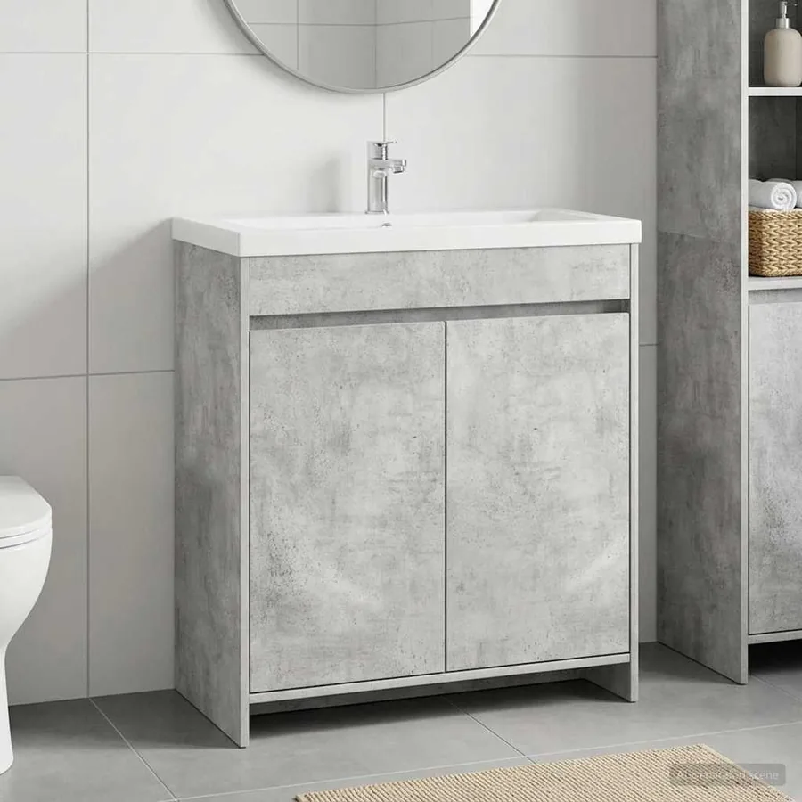 Meuble sous lavabo de salle de bain Gris béton