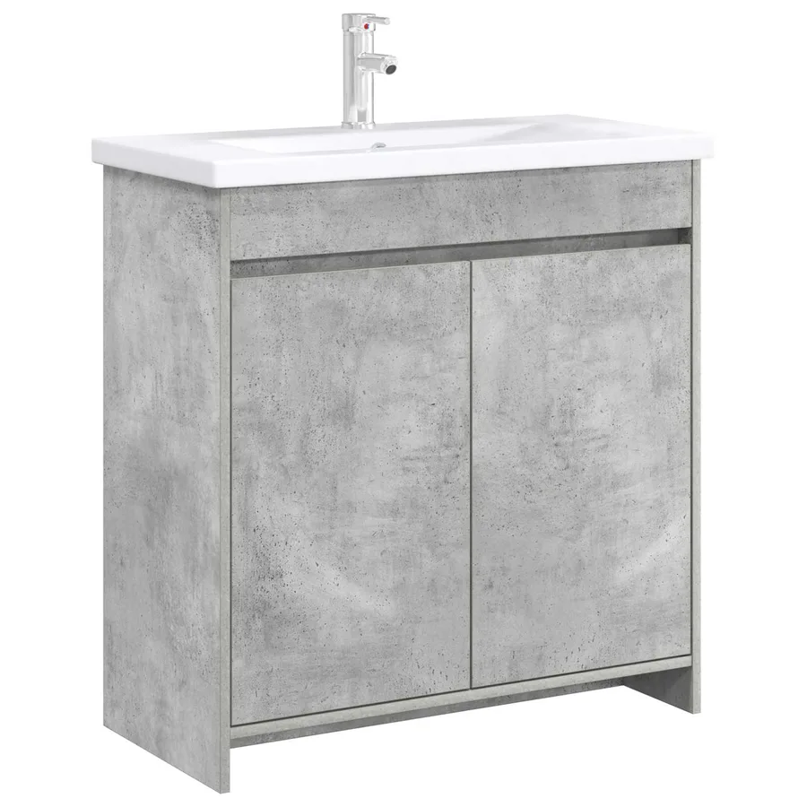 Meuble sous lavabo de salle de bain Gris béton - 3