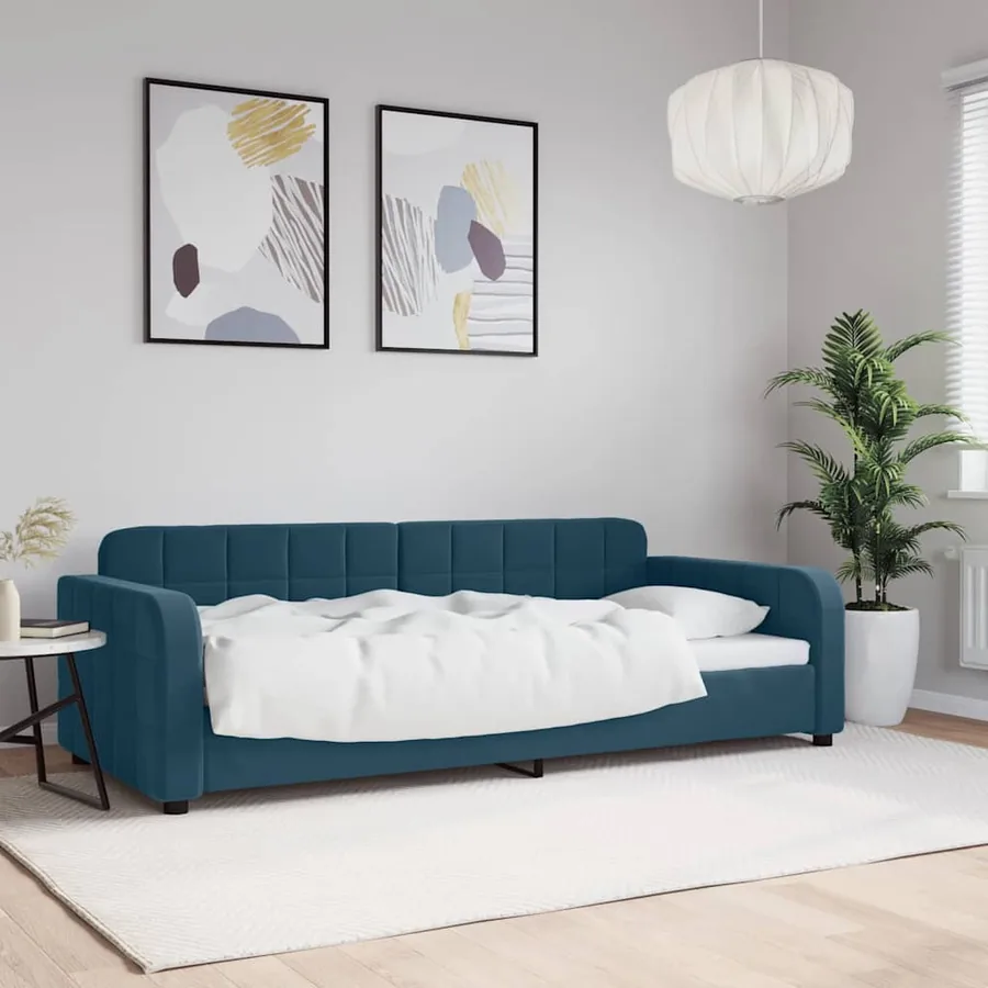 Lit de repos sans matelas bleu 90x200 cm velours