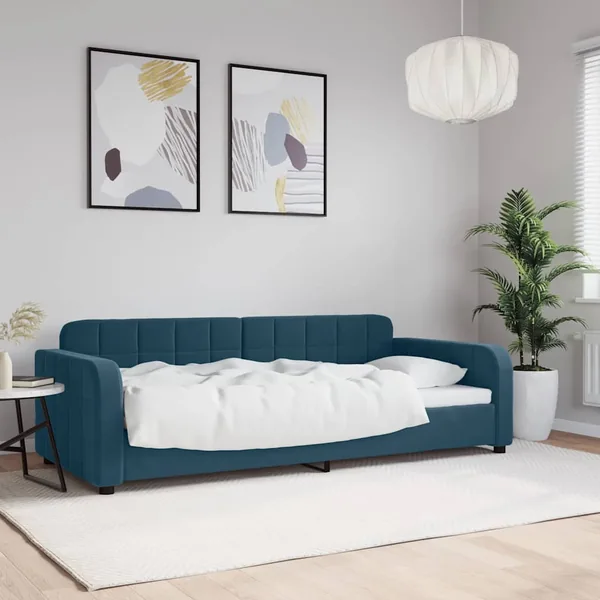 Lit de repos sans matelas bleu 90x200 cm velours