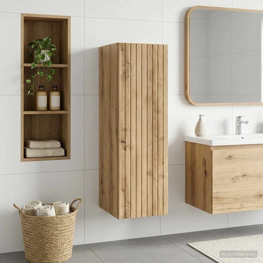 Cabinet de Salle de Bain Mural Chêne artisanal