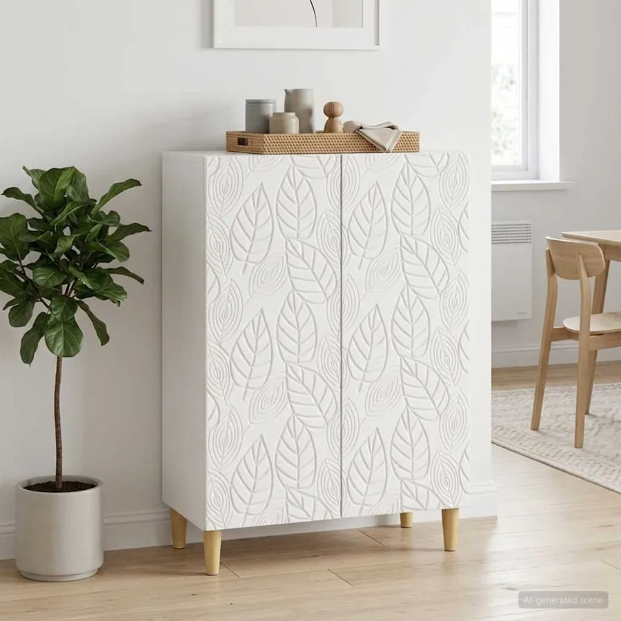 Buffet Blanc brillant 66 x 34,5 x 90 cm Bois d'ingénierie