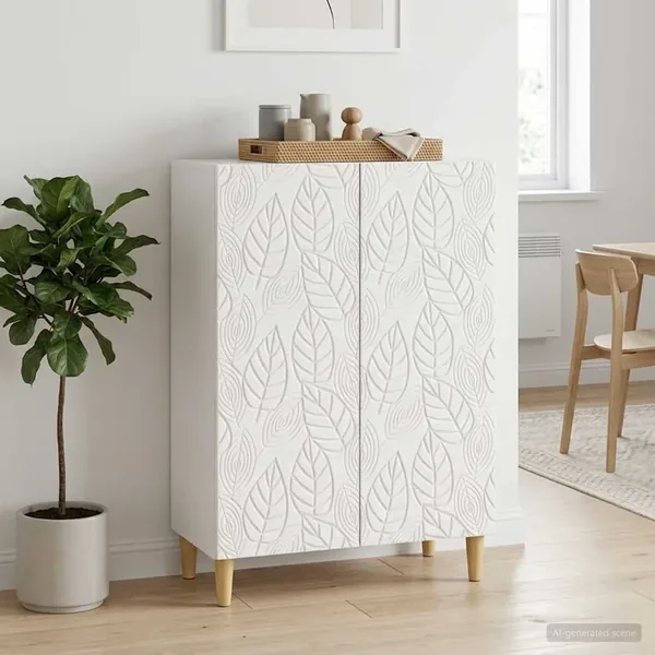 Buffet Blanc brillant 66 x 34,5 x 90 cm Bois d'ingénierie