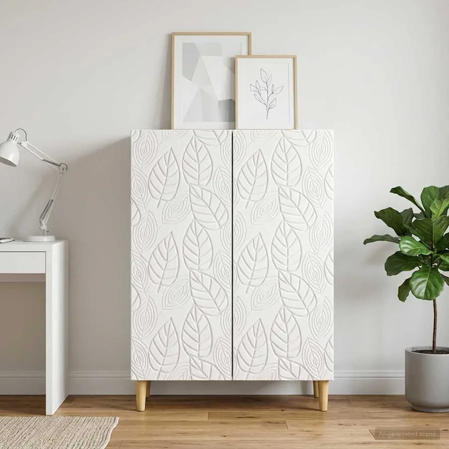 Buffet Blanc brillant 66 x 34,5 x 90 cm Bois d'ingénierie - 3