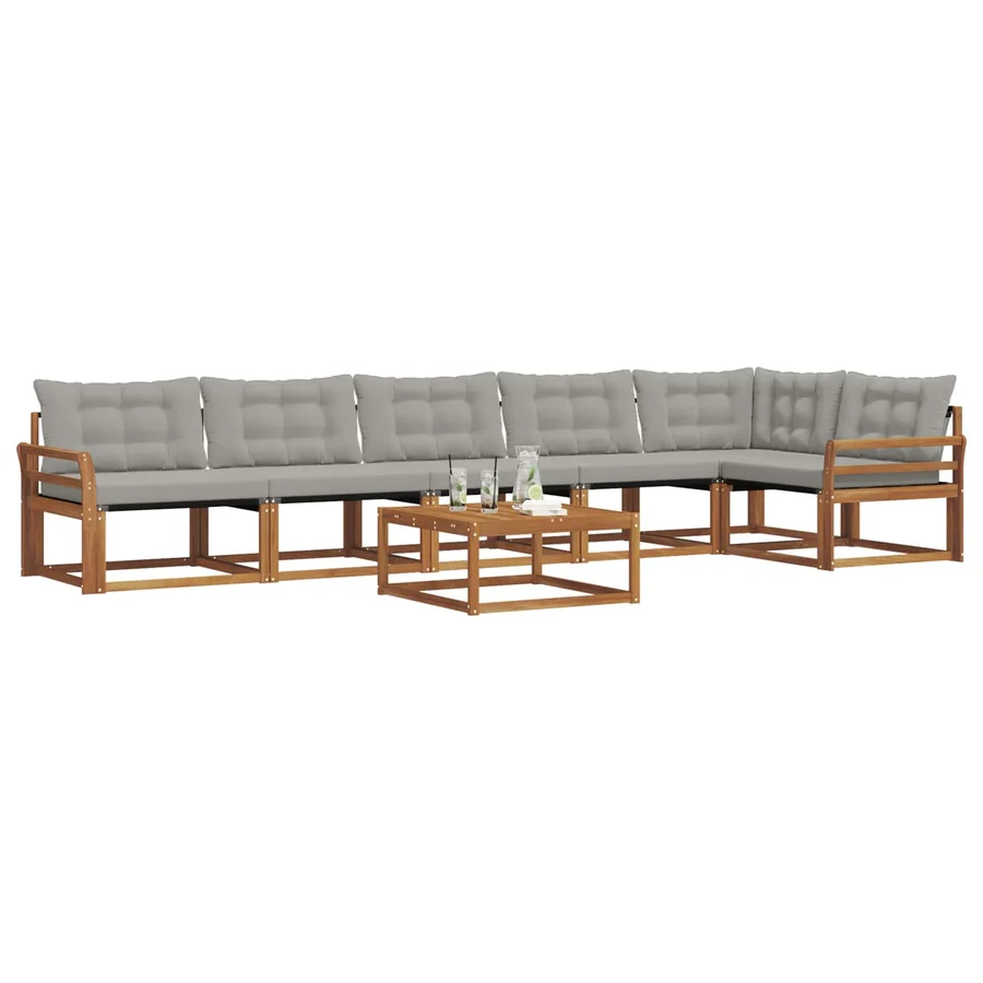 Ensemble de canapés d'extérieur 7 pcs Gris Naturel et Clair - 3