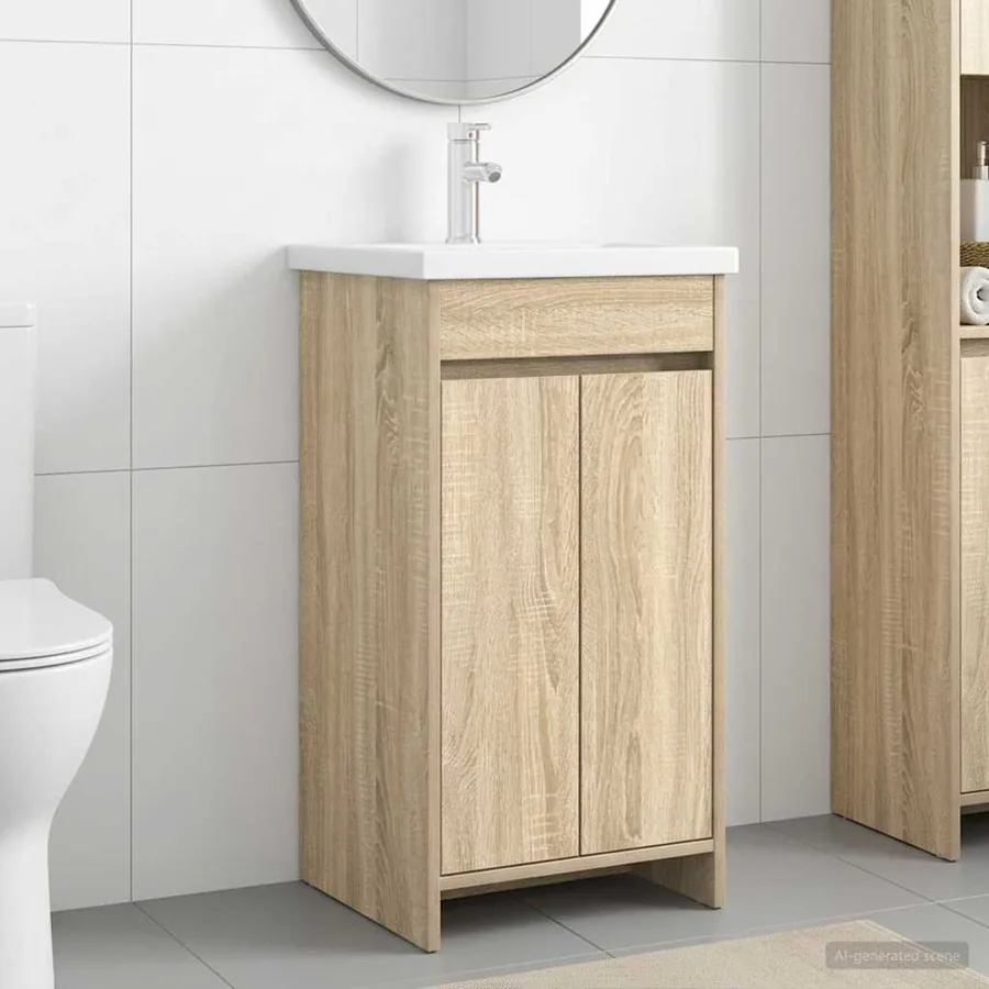 Meuble de salle de bain avec évier Chêne Sonoma