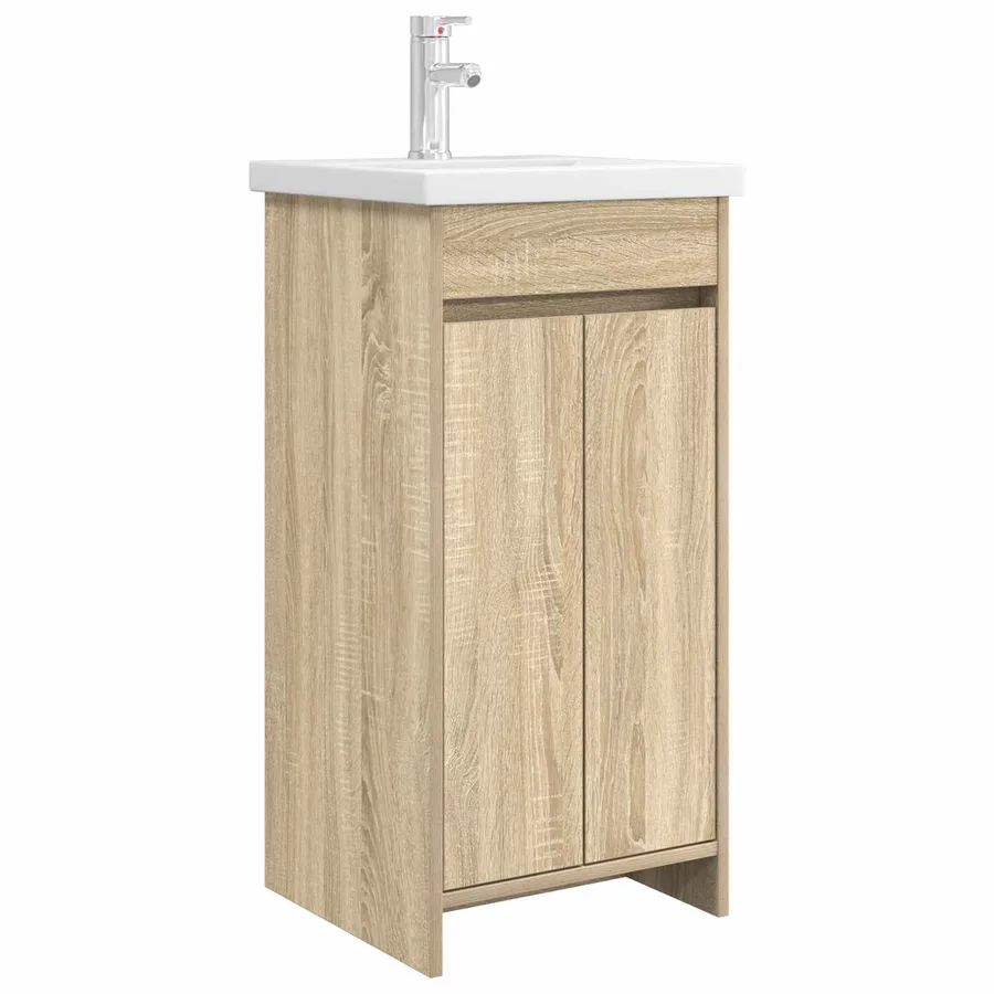 Meuble de salle de bain avec évier Chêne Sonoma - 2