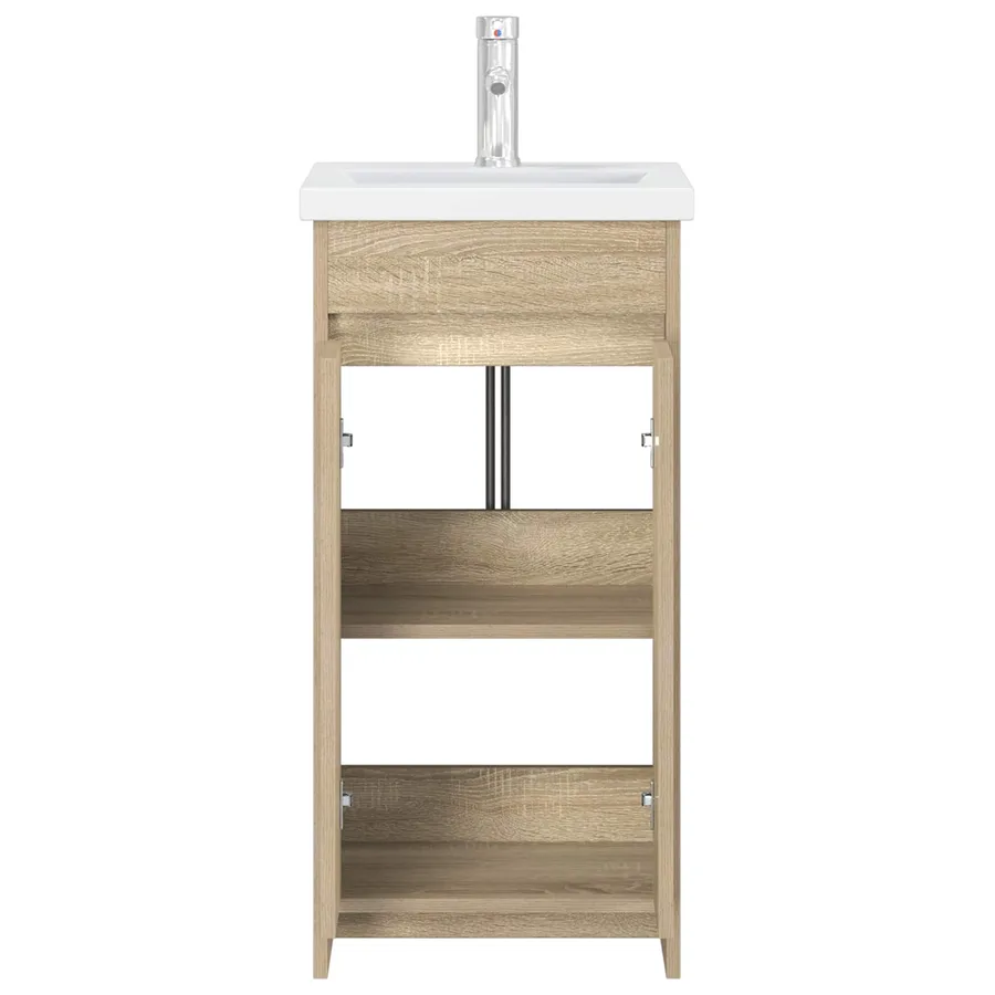 Meuble de salle de bain avec évier Chêne Sonoma - 4