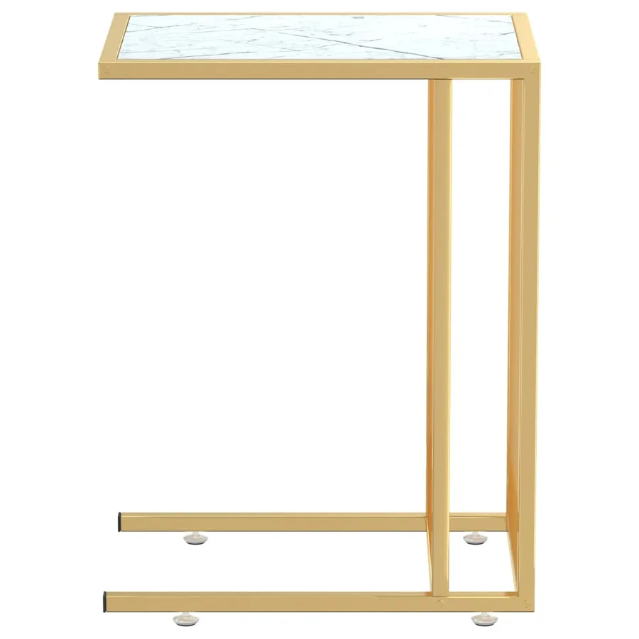 Table d'appoint ordinateur Marbre blanc 50x35x65cm Verre trempé - 4
