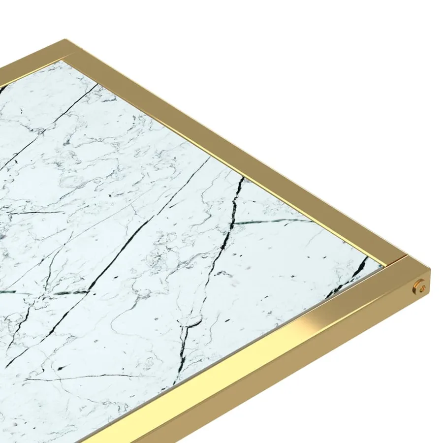 Table d'appoint ordinateur Marbre blanc 50x35x65cm Verre trempé - 5
