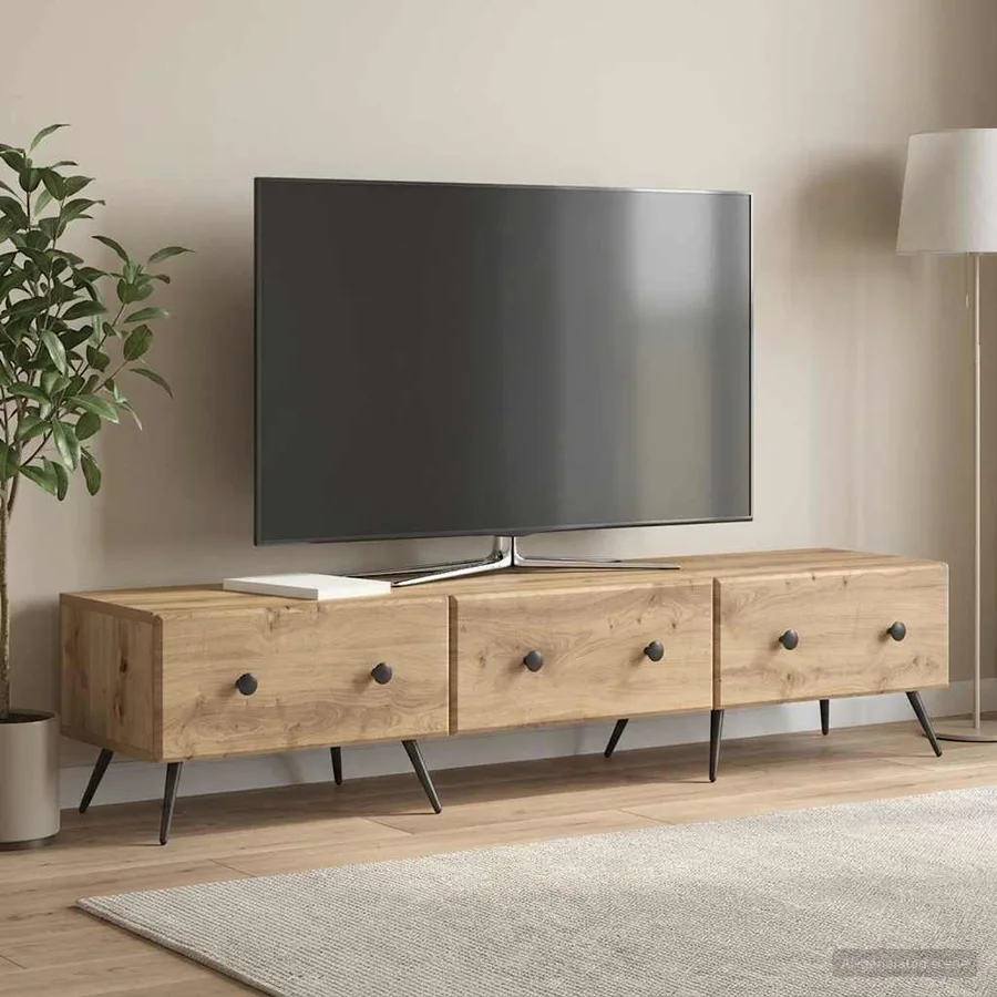 Meuble TV 147 x 34,5 x 30 cm Chêne artisanal Bois d'ingénierie - 4