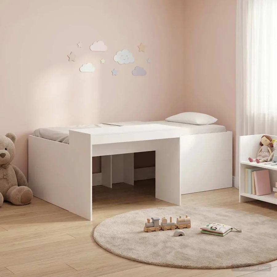 Lit haut pour enfants avec bureau Blanc 90 x 200 cm