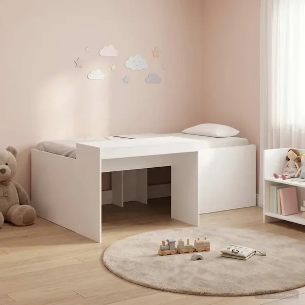Lit haut pour enfants avec bureau Blanc 90 x 200 cm