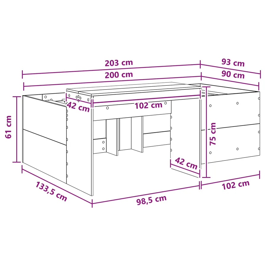 Lit haut pour enfants avec bureau Blanc 90 x 200 cm - 9