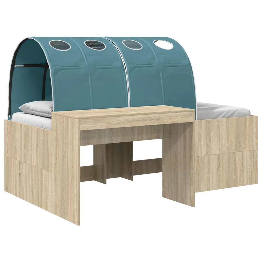 Lit avec Tunnel 3 pc Chêne Artisanal et Bleu Clair - 2