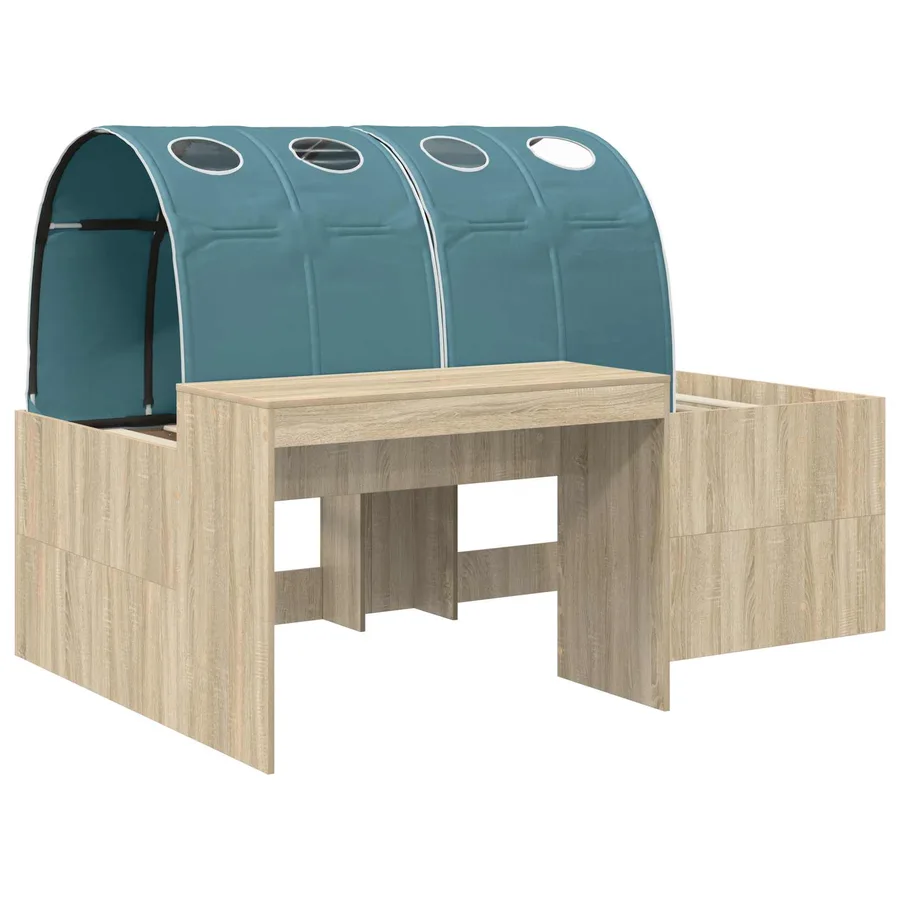 Lit avec Tunnel 3 pc Chêne Artisanal et Bleu Clair - 3