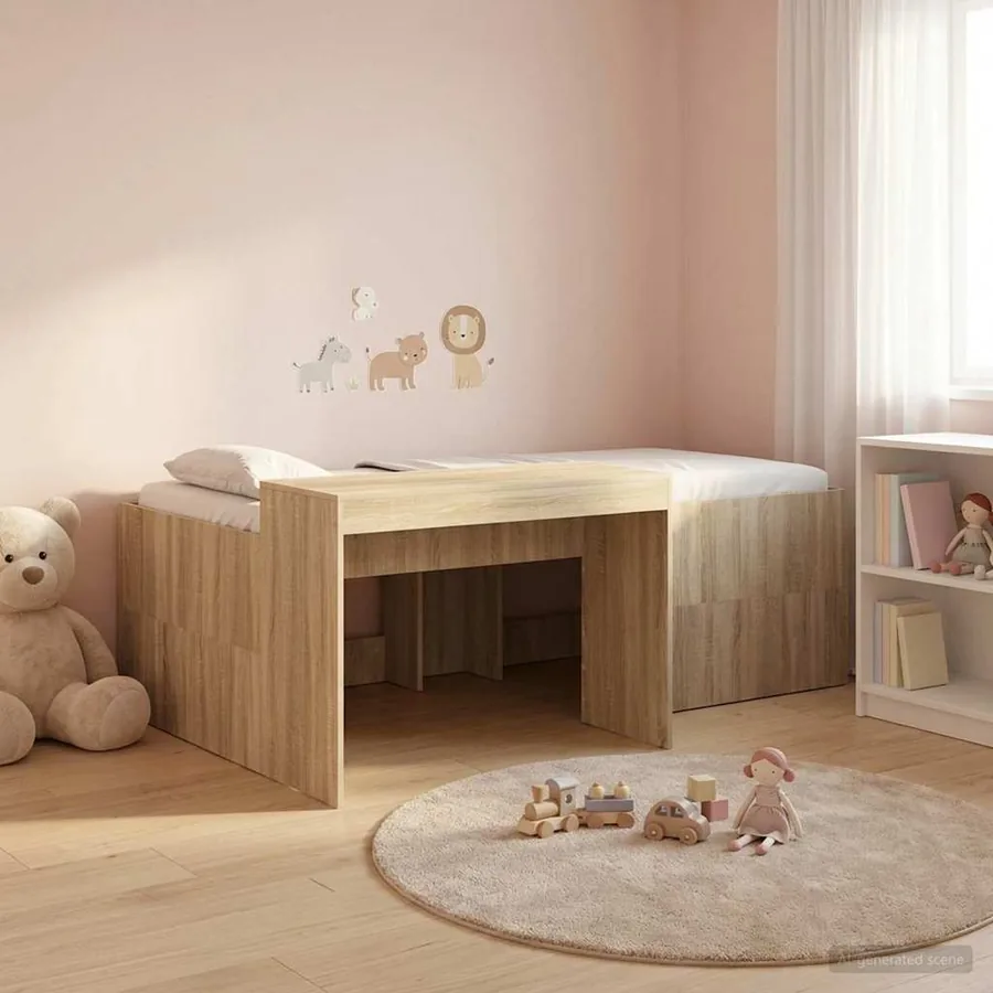 Lit haut pour enfants avec bureau Chêne Sonoma 90 x 200 cm