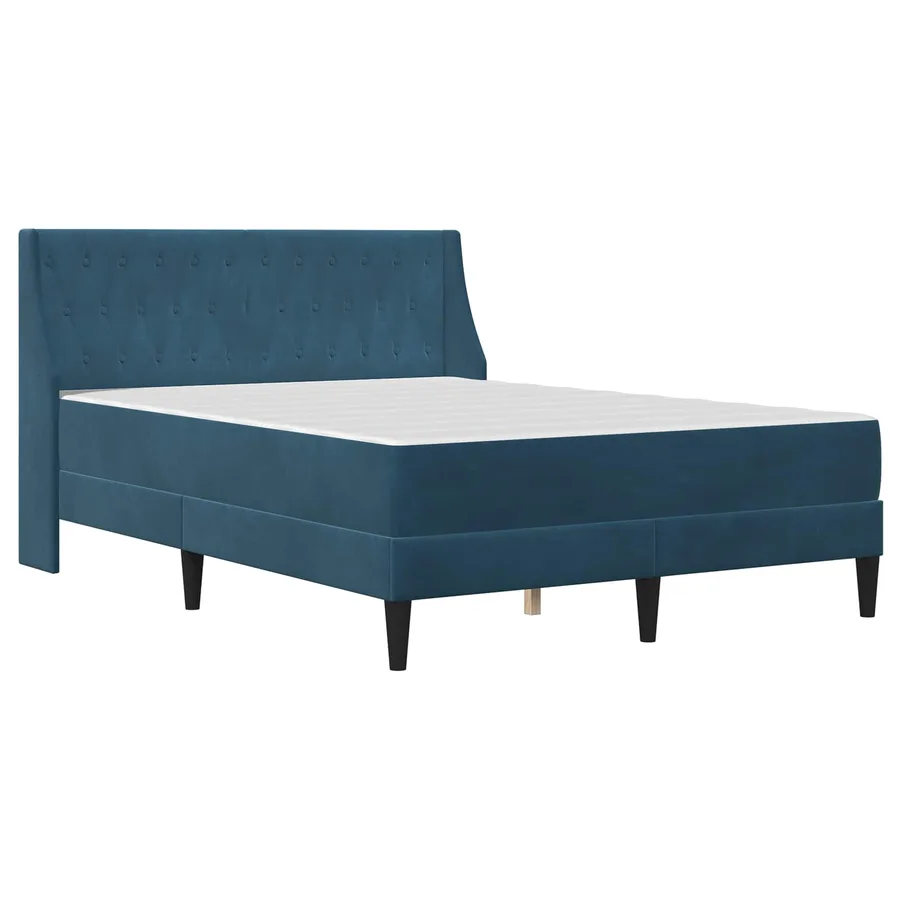 Cadre de lit avec matelas Bleu 140 x 200 cm Velours - 3