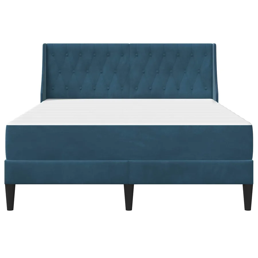 Cadre de lit avec matelas Bleu 140 x 200 cm Velours - 6