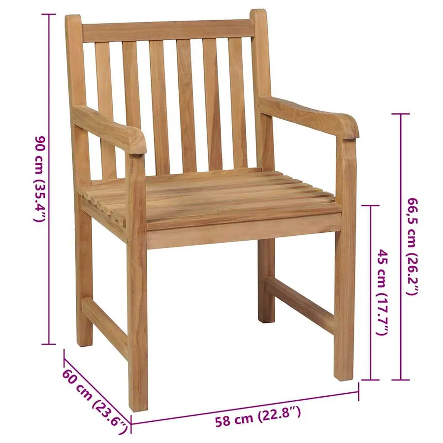 Chaises de jardin lot de 8 avec coussins rouge Bois teck massif - 9